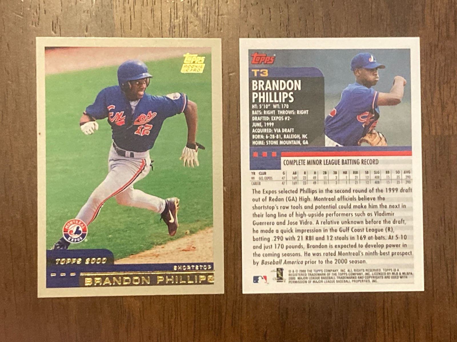 BRANDON PHILLIPS - 2000 TOPPS TRADED - MONTREAL EXPOS - ROOKIE CARD #T3