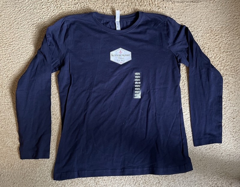 Kennebunkport Maine Long Sleeve Shirt Ladies Large Navy Blue Graphic Tee L
