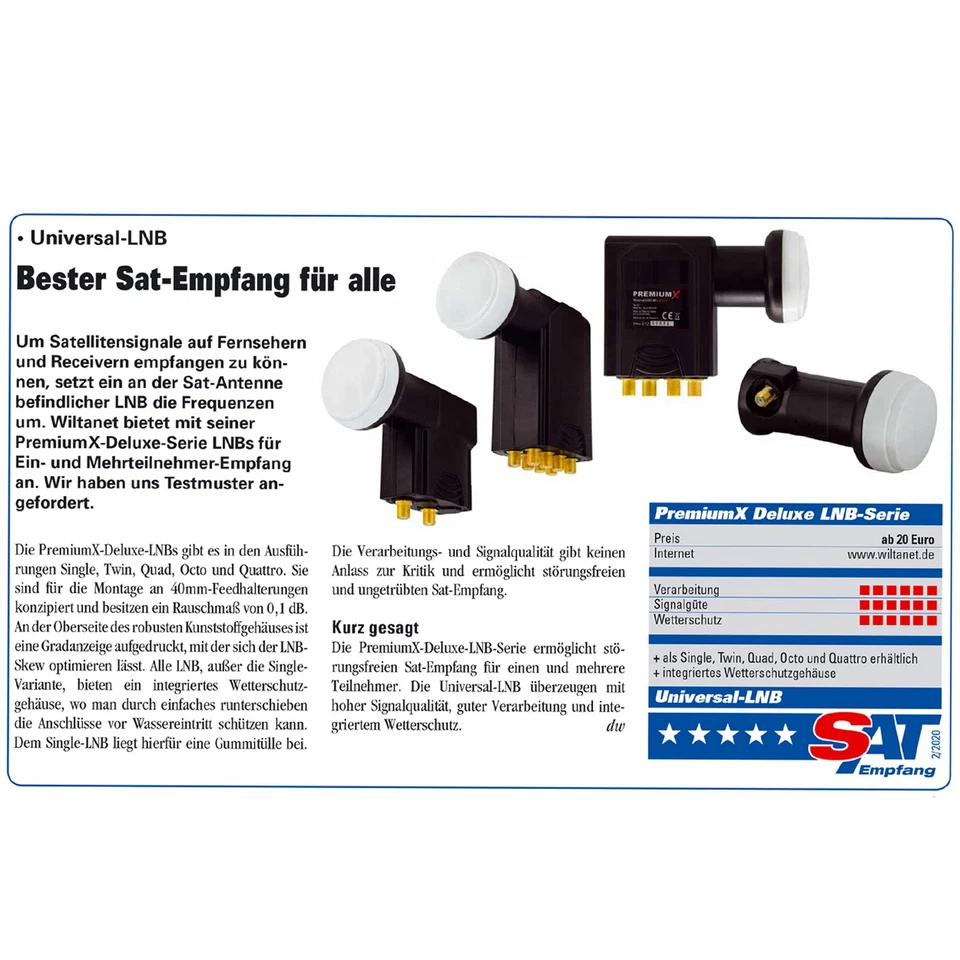 Convertidor de señal PremiumX Deluxe Octo LNB LNC LMB TV para 8 participantes HD UHD 4K - Imagen 3 de 4