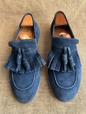 PRADA Men’s Blue Suede Slip On Tassel Loafers Size UK 7 || US 8