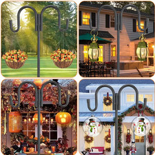 62" High Pole Shepherd Double Hooks 5 Prong hanging flower basket bird feeder
