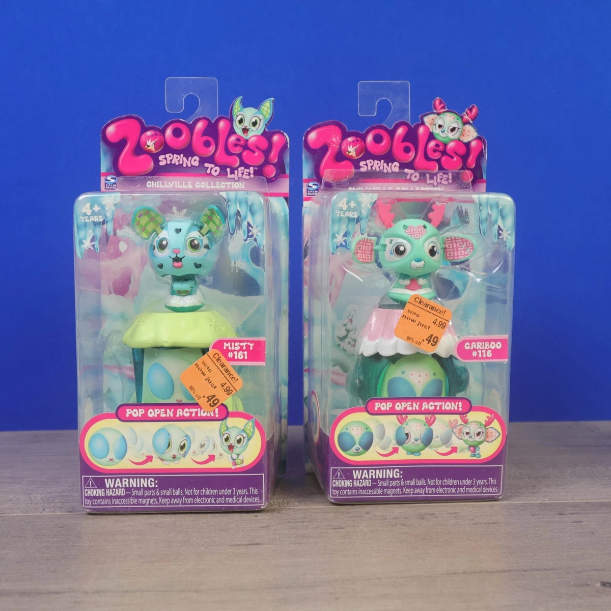 NIP Zoobles Cariboo #116 Misty #161 Spin Master Spring To Life Pop
