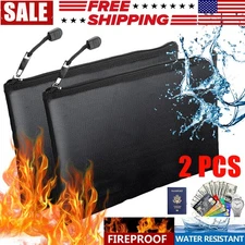 2X 2000℉ Fire Proof money Bag Document Pouch Waterproof Safe Cash Fireproof Bag