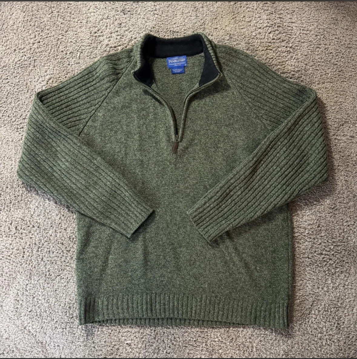 Pendleton Shetland Wool 1/4 Quarter Zip Sweater Pullover Size M Knit Preppy
