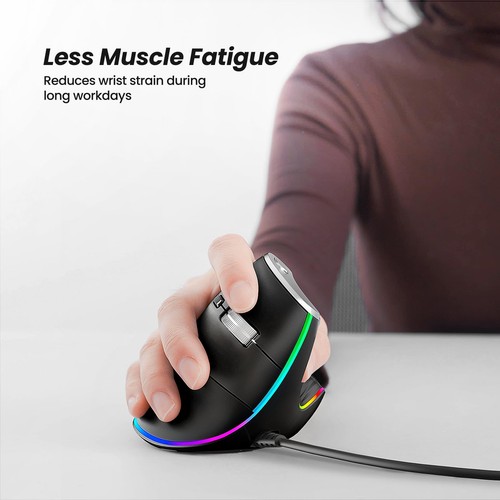 M504 Wired Vertical Mouse, USB Optical Ergonomic Mouse Wired with 4 Adjustabl... - Picture 2 of 7