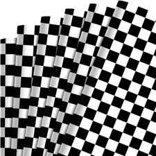 12 Sheet Checkered Flag Wrapping Paper, Black White, 27.6 x 19.7 Inch, Racing