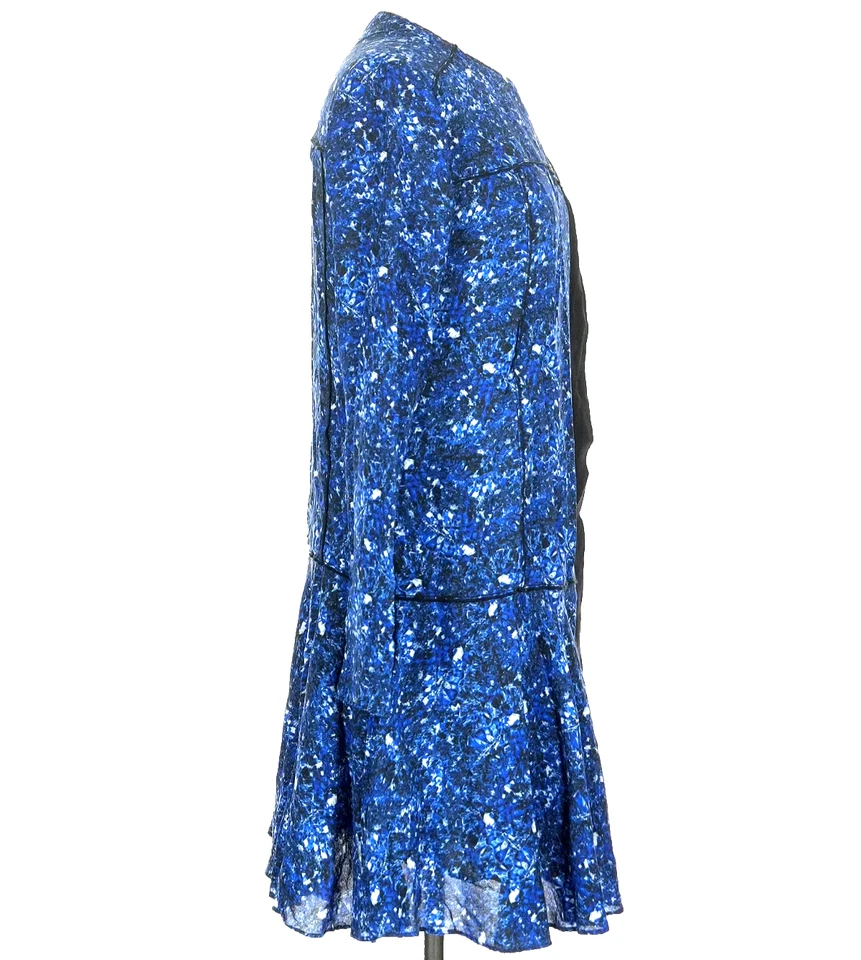 全新,Proenza Schouler 真丝印花垂腰连衣裙 - 蓝色/黑色 - 4 码 #CR4 — 第 3/4 张图片