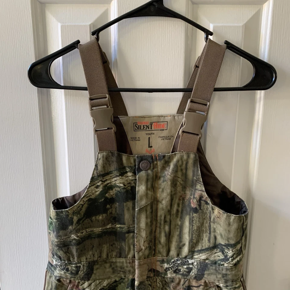 Red Head Silent Hide Bibs Youth Camo Hunting Overalls Zip Sides Pockets Size Lg - Image 2 of 4