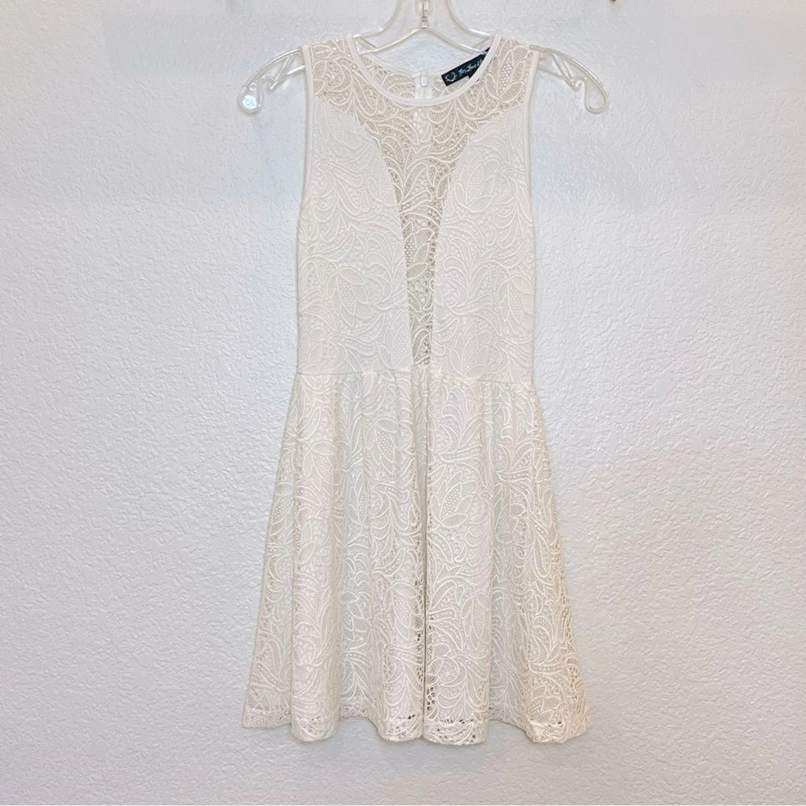 OFF WHITE For Love & Lemons Lulu mini abito in pizzo bianco sporco taglia XS