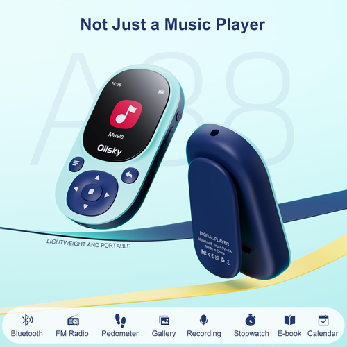 64GB MP3 Player with Bluetooth, Clip-On Mp3 Player Sports, Kids Mini Portable - Picture 5 of 7