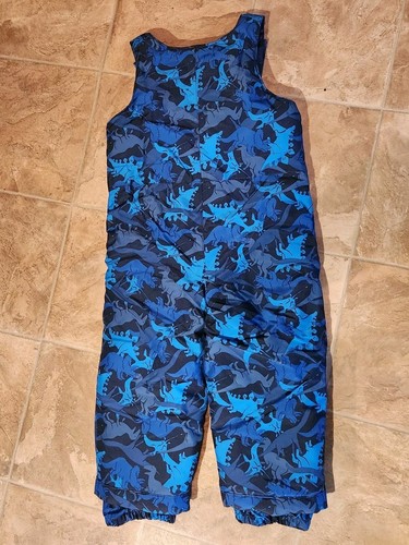 The Children's Place Puffer Jacket & Bib Overalls Set Blue Dinos Size 3T NWOT - Picture 3 of 10