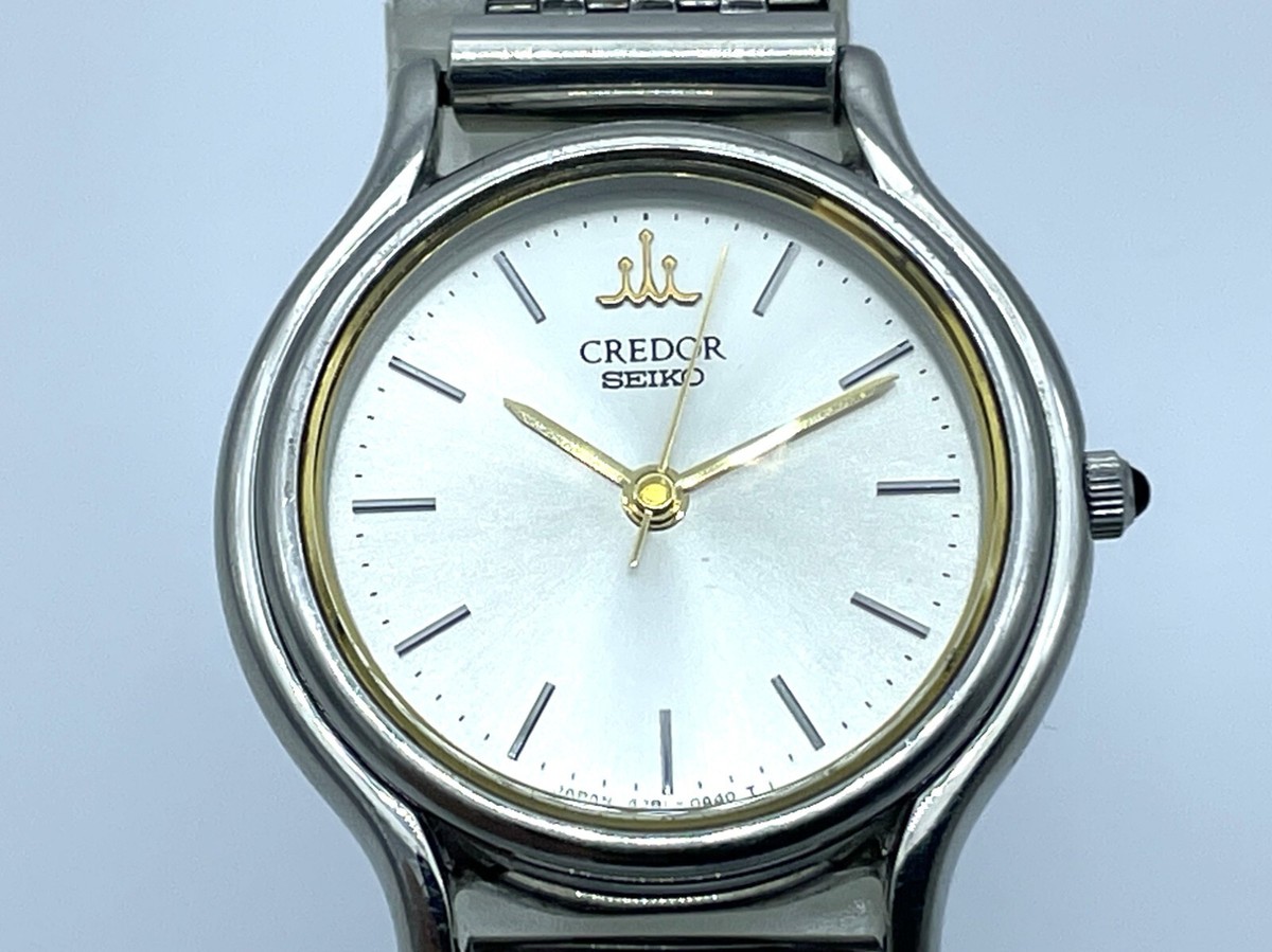 Near MINT Vintage SEIKO Credor Quartz Ladies Watch Silver Dial