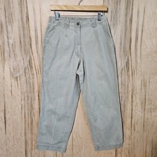 LLBean Vtg 80s Wmns Sz 10 Tan Pleat Front Tapered Leg Mom Fit Khaki CasualPants