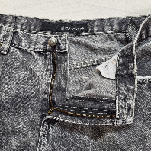 Rocawear Jeans Mens 40X30 Black Acid Wash Moto Straight Distressed Y2K - Picture 9 of 15