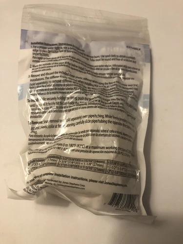 Jones Stephens 3/4" FPT PlumBite Push On Drop Ear 90° Elbow C77435LF (9/2/2020) - Picture 3 of 3