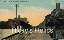 Color Postcard OSHKOSH WI Depot/Station CNW #1093 Chicago North Western 1912