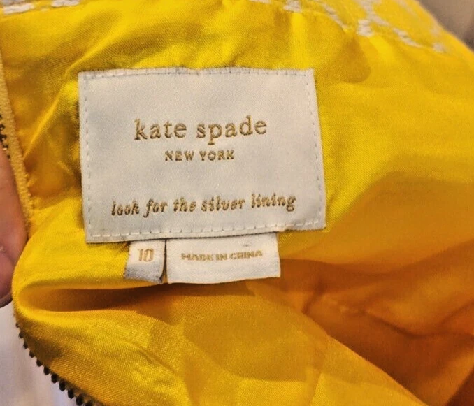 Abito Hilary giallo senza maniche Kate Spade New York cocktail party donna taglia 10