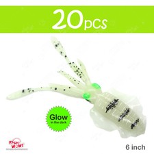 20pcs 6" Fishing Chase Squid Skirt Real-like Octopus bait Chartreuse Glow