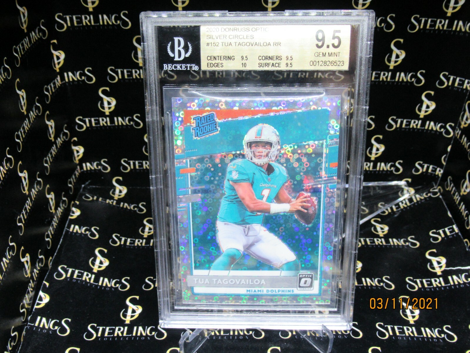 2020 PANINI DONRUSS OPTIC Tua Tagovailoa RC SILVER CIRCLES PRIZM #/125 BGS 9.5