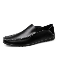 Men Casual Shoes Genuine Leather Loafers Slip on Flats Breathable Driving Shoes
