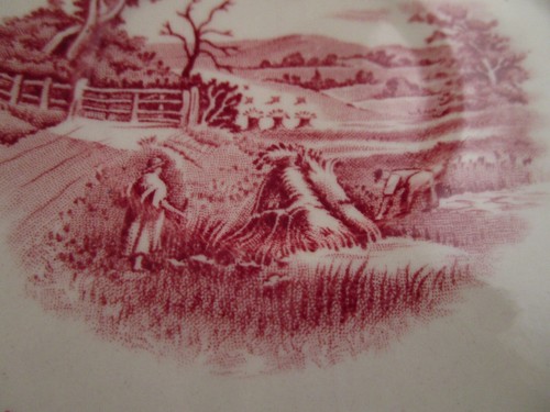 Vintage Alfred Meakin Staffordshire Red Sun-Glow 4er Set Untertassen B - Bild 5 von 7