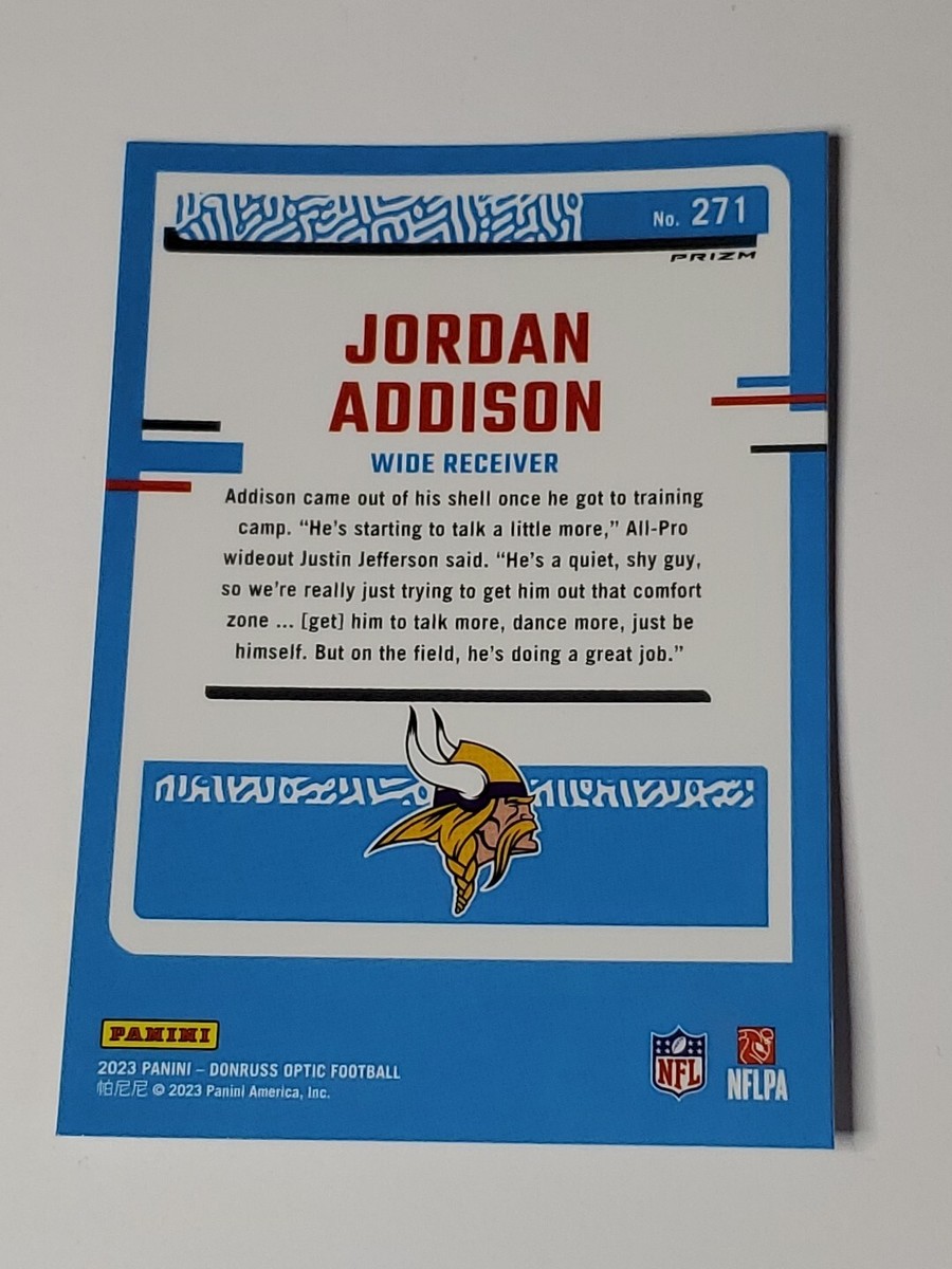 2023 Optic Jordan Addison Rated Rookie #271 Holo Prizm 2023 Optic Jordan Addison Rated Rookie #271 Holo Prizm