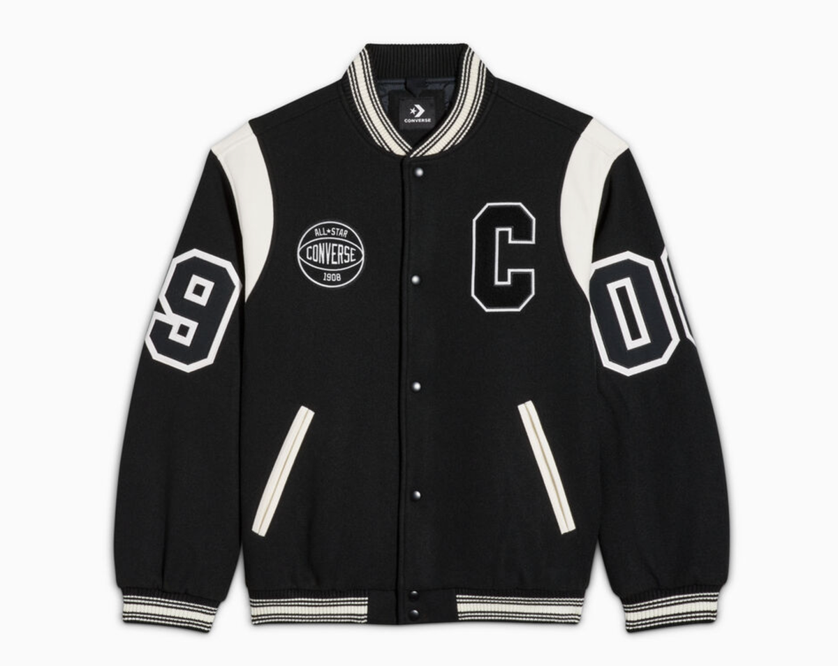 SIZE LARGE - BRAND NEW Converse Premium Varsity Jacket BLACK - SKU