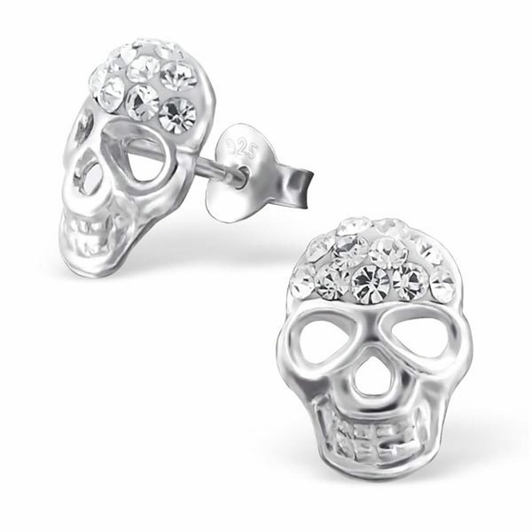Totenkopf Ohrringe 925 Silber - Kinder MäDchen Damen Deko Ohrstecker Schmuck-image