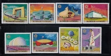 AJMAN Futuristic Architecture Expo '70 Osaka MNH set