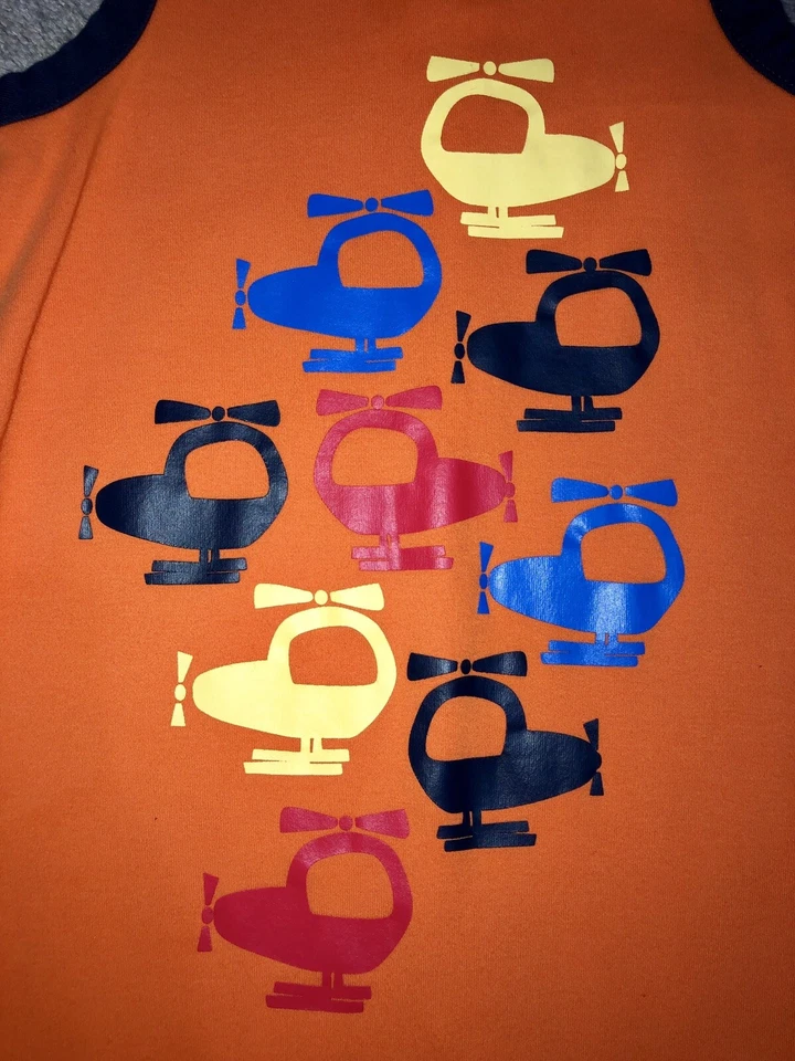 Hanna Andersson Niño Pequeño Bebé Niño 1 Pieza Tanque Mameluco NARANJA Helicóptero 80, 18-24 Foto 2 de 4