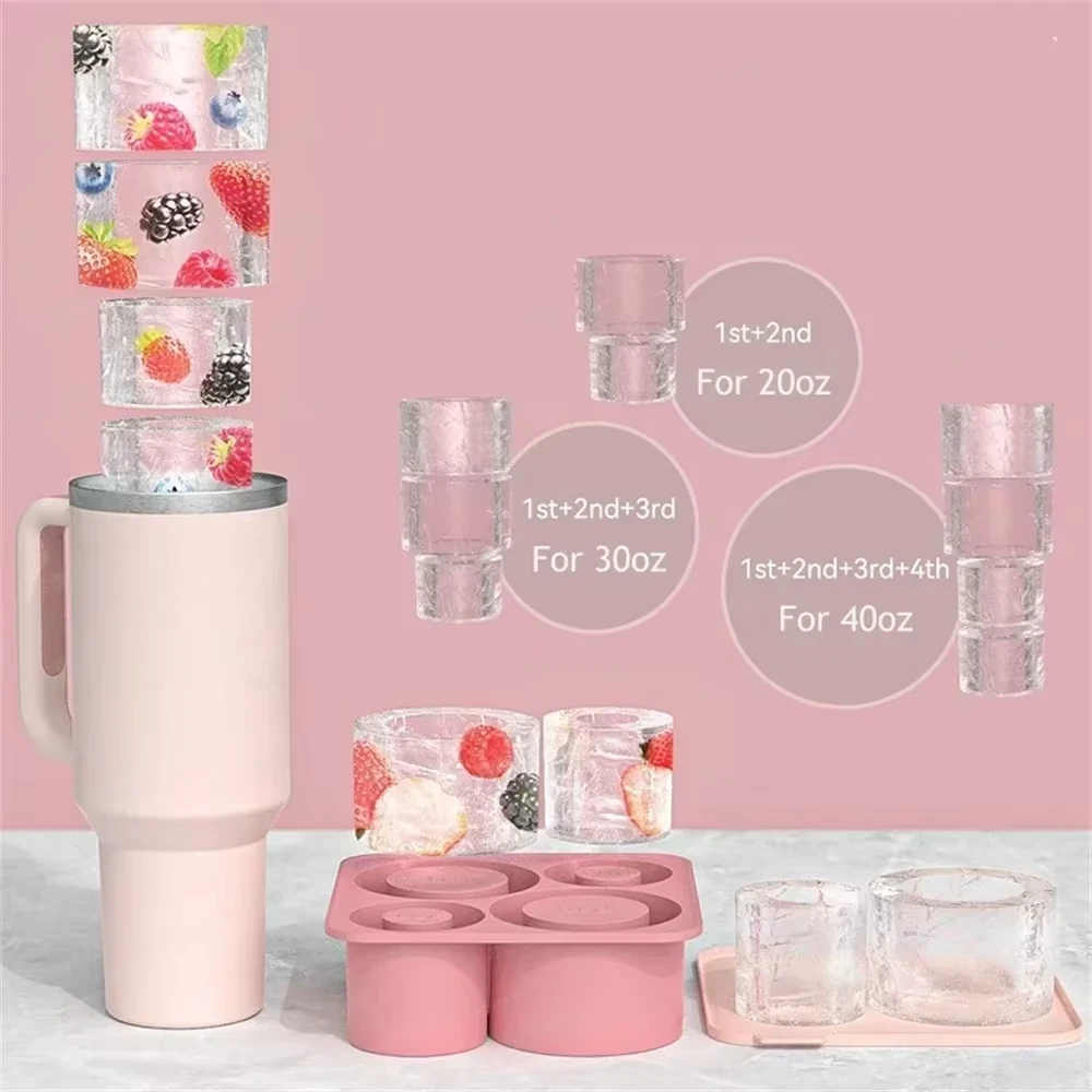 Tumbler Reusable Silicone Ice Mold For Ice Drink 4 Pcs