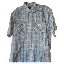 Rock Creek Ranch Men's Western Pearl Snap Shirt 16.5 Tall Cowboy Gray Plaid