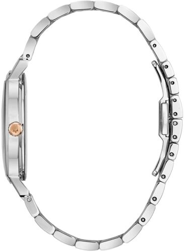 Reloj clásico delgado para mujer Bulova 98M130 Aerojet con esfera blanca en tono plateado - Imagen 2 de 2