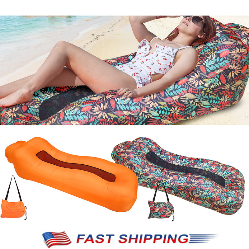 Inflatable Lounger Air Sofa Lazy Bed Travel Cammping Blow Up Beach Chair  Bag