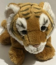 FAO Schwarz Stuffed Tiger Cub Realistic Plush 12" Stuffed Animal Soft Brown