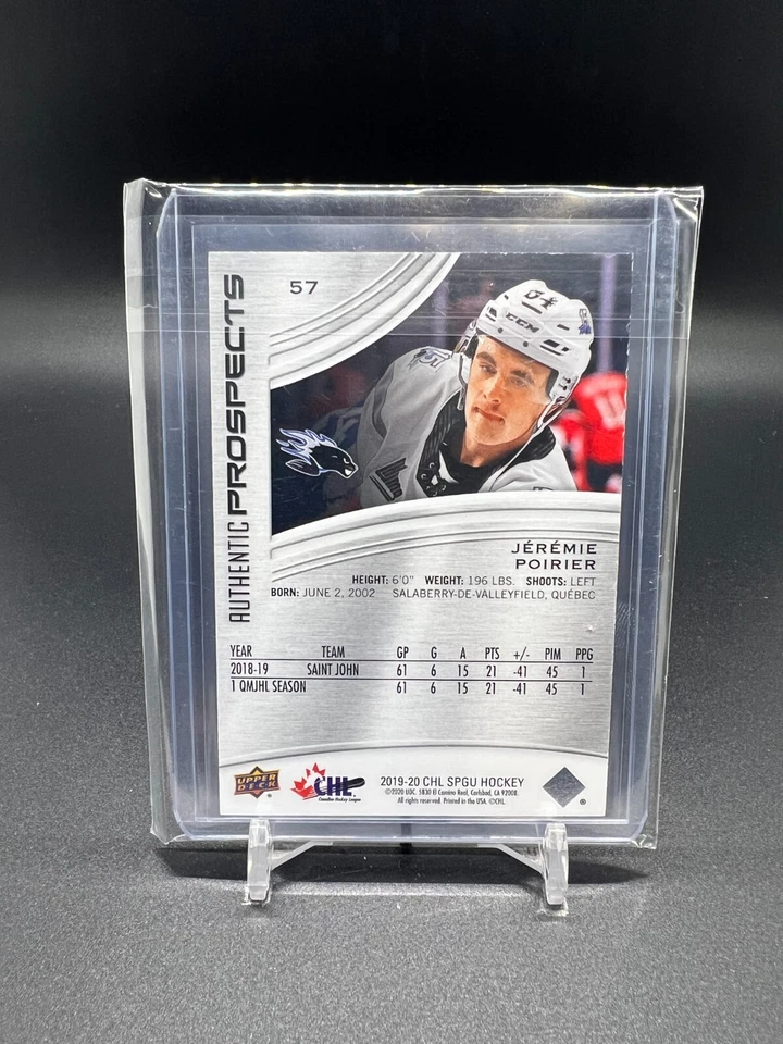 2019-20 SP Game Used CHL Autographs Uniform Number #57 Jeremie Poirier 1/1 &More - Image 3 of 4