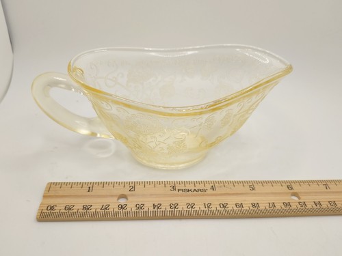 Vintage Hazel Atlas Florentine Poppy #2 Yellow 11 ¾" Platter And Gravy Boat - Picture 8 of 16