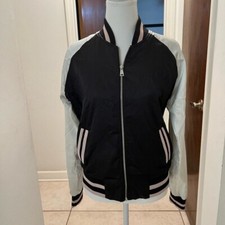 Papaya Satin Embroidered Los Angeles Graphic Bomber Jacket Size Medium