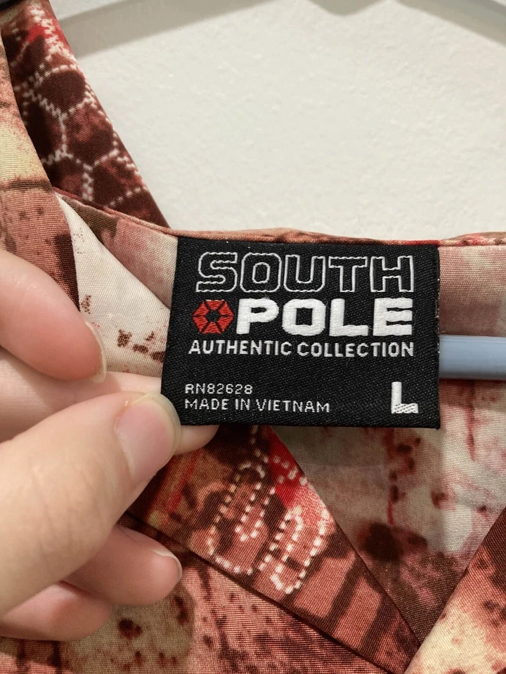 Vintage Southpole Button Up Shirt Sz L Brown Brick Spellout Streetwear Y2K. J57 - Image 3 of 4