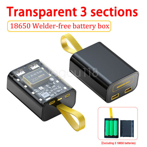 Dual USB Micro Type-C LED 10W Battery Charger DIY Power Bank Box Fast Charging - Afbeelding 1 van 18