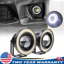 2x 3" White Inch COB LED Lights Fog Car Eyes Projector Angel Halo Ring DRL Bulbs