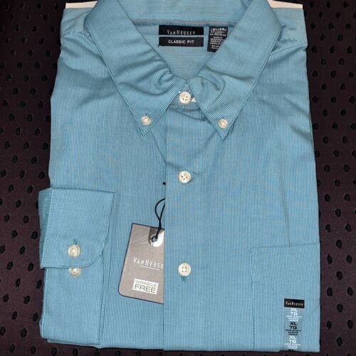 NWT Van Heusen Shirt Classic Fit Wrinkle Free Tiny Stripes Size XL 17-17.5