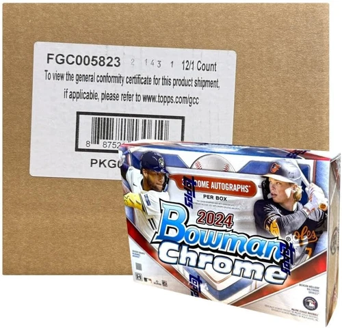 2024 BOWMAN CHROME BASEBALL HOBBY HTA 12-BOX CASE - 36 AUTOS - BRAND NEW SEALED