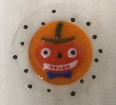 Dept. 56 Fused Glass Pumpkin Jack O Lantern Halloween Plate 6" | eBay