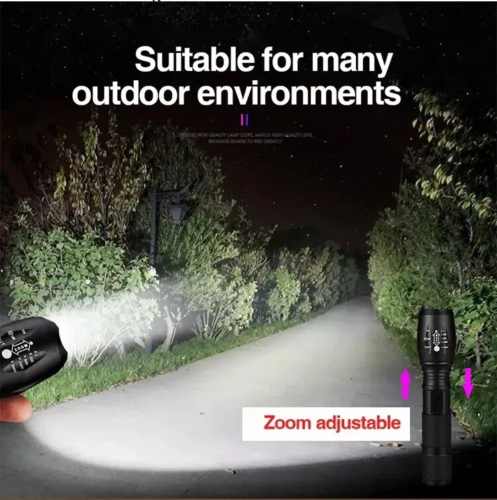 2 Pezzi Torcia LED Super Luminosa Zoom Torcia Tattica Lumen Batteria - Foto 13 di 23