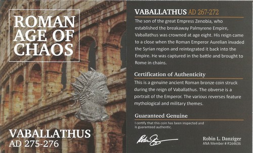 Rare Roman Ae of Vabalathus and Aurelian NGC - XF - Ancient Coin - Picture 5 of 5