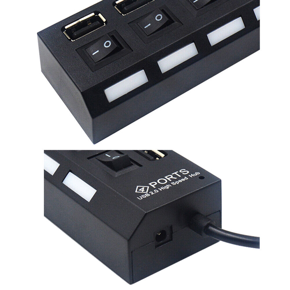 C18C USB Hub 4 Port mit Einzelnen LED EIN- Ausschalter Extender für PC Laptop
