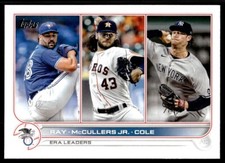 2022 Topps Baseball Card AL ERA Leaders (Robbie Ray/Lance McCullers Jr./Gerrit