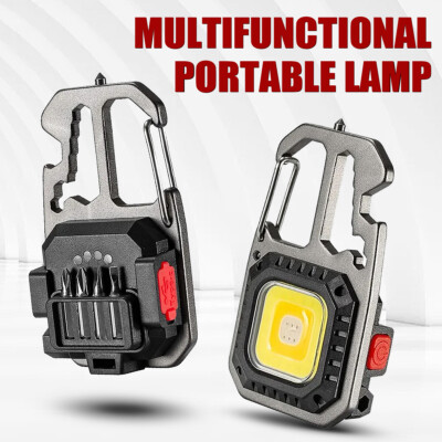 LED COB Keychain Light Rechargeable High Lumens Portable Camping Working Lamp