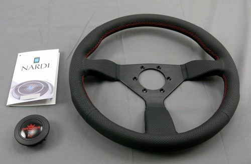 Personal Steering Wheel Neo Grinta 350 mm Black Perforated Leather Red Stitching - Foto 10 di 10